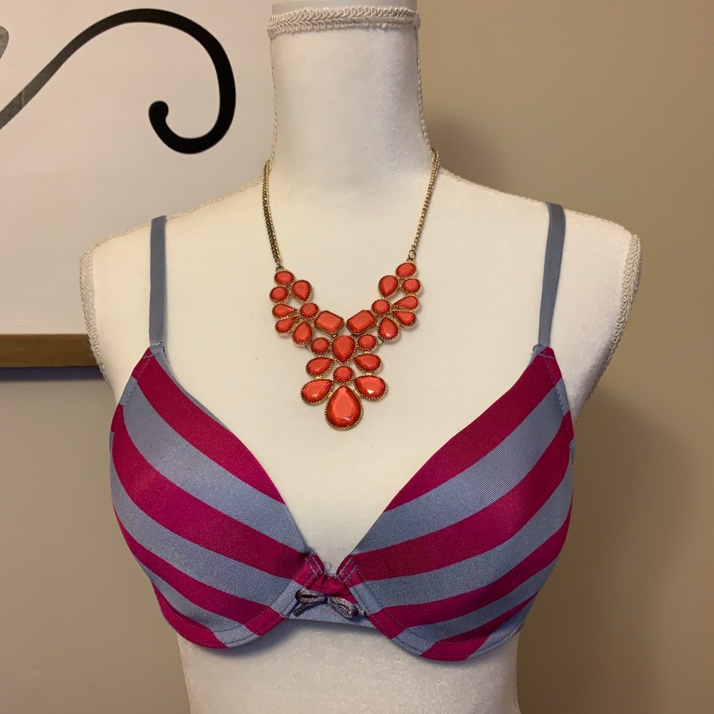 SOLD pink/purple stripe bra